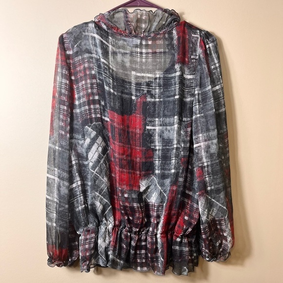 Fashion Bug Sheer Ruffled Blouse Fairy Grunge Y2K Whimsygoth Medium Vintage - Picture 2 of 13